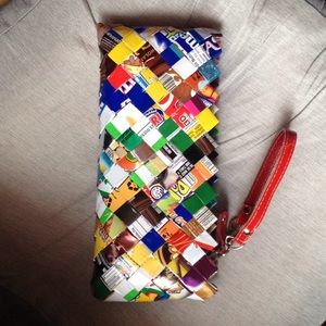 Handmade candy wrapper clutch unique!